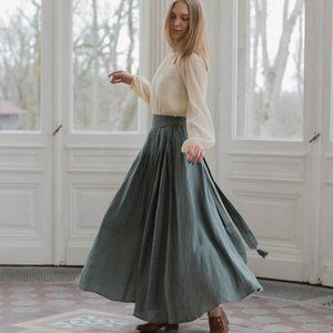 NWT | Voriagh Vineta Linen Skirt in Sage Green